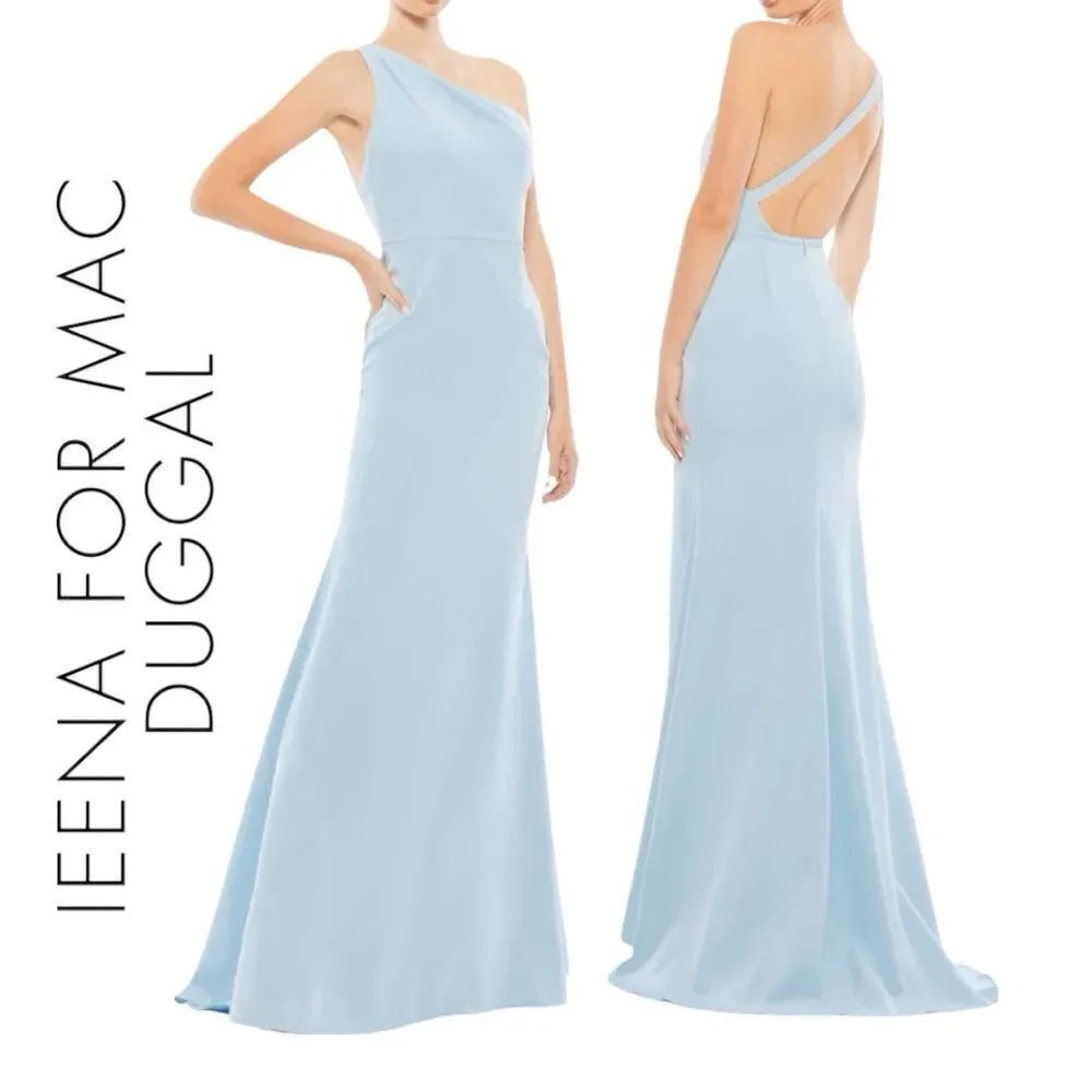 MAC DUGGAL Ieena by Mac Duggal Women’s One Shoulder Jersey Mermaid Gown Size 2